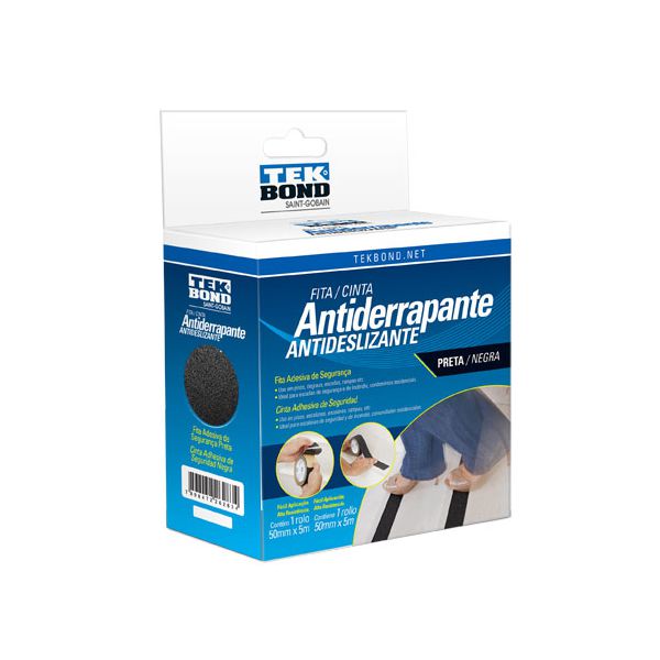 Fita Antiderrapante Preta 50mm x 5m Autoadesiva Tekbond