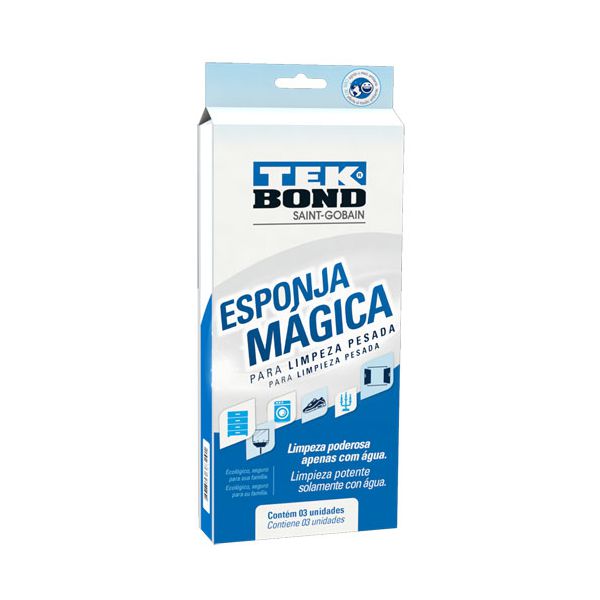 Esponja Mágica Tekbond Limpeza Pesada Embalagem c/3