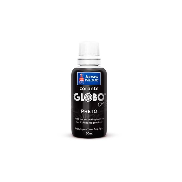 CORANTE LÍQUIDO BISNAGA ALTO RENDIMENTO 50ML GLOBO PRETO