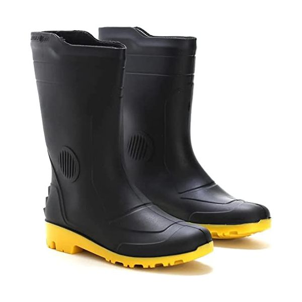 BOTA PVC GALOCHA CANO MÉDIO PRETO/AMARELO 45 PEGA FORTE