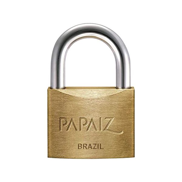 CADEADO COM CHAVE 20MM LATÃO MACIÇO ACETINADO PAPAIZ CR20