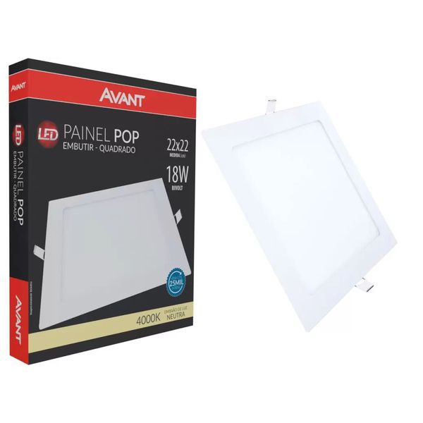 Luminaria Plafon Painel Led 18w Embutir 4000k Avant