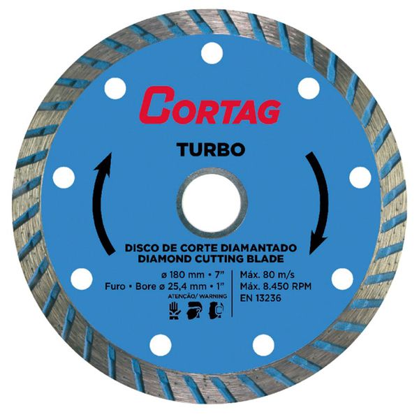 DISCO DIAMANTADO TURBO CORTAG 180 MM