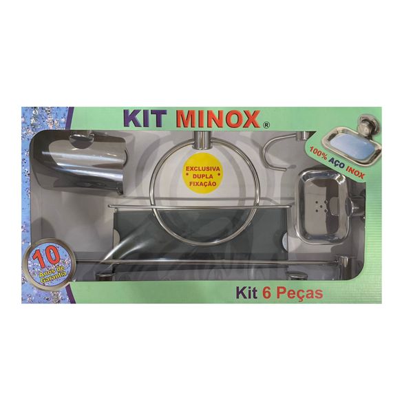 Kit Acessórios Para Banheiro Aço Inox 6 Peças Minox