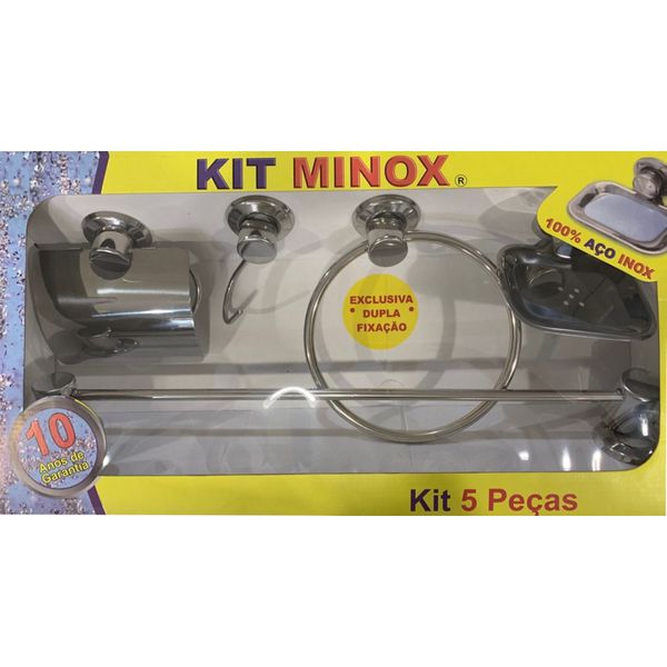 Kit Acessórios Para Banheiro Aço Inox 5 Peças Minox