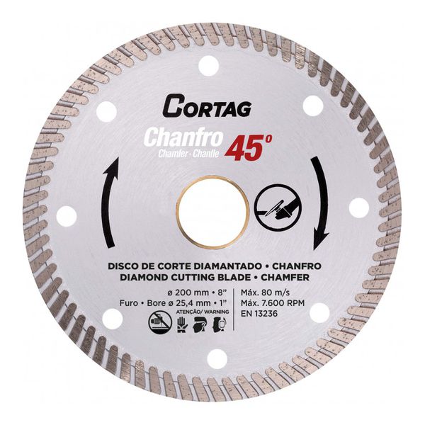 Disco Corte Diamantado Para Chanfro 45º 200mm Turbo Cortag