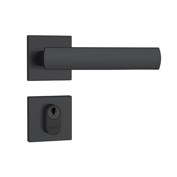Fechadura Externa 803/35 Roseta Quadrada Preto Fosco Stam