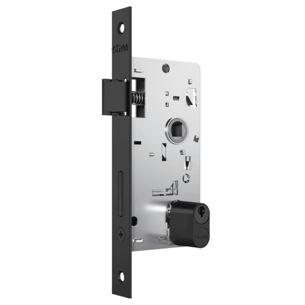 さば Fechadura Externa 803/35 Roseta Quadrada Preto Fosco Stam