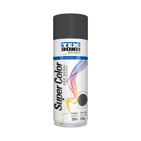 Tinta Spray Super Color Preto Fosco Uso Geral 350ml TekBond