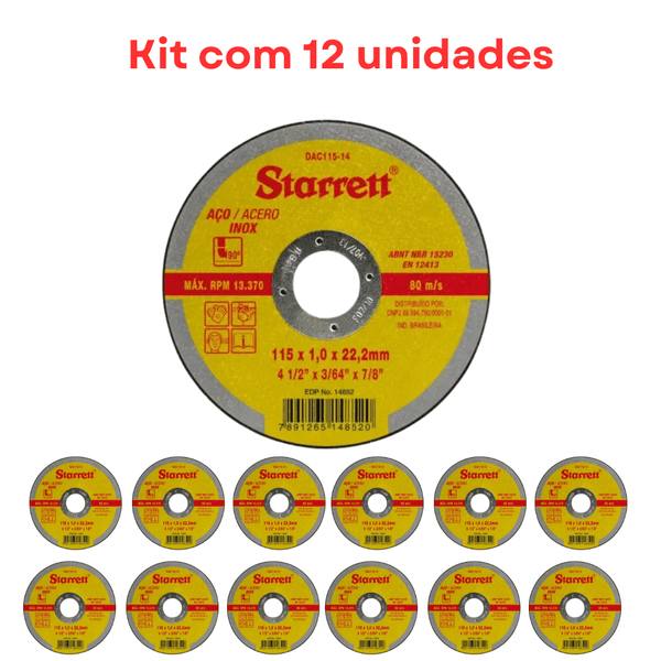 Kit C/12 Disco De Corte Para Metal/Aço Inox 4.1/2