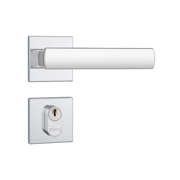 Fechadura Externa 803/35 Roseta Quadrada Inox Cromado Stam