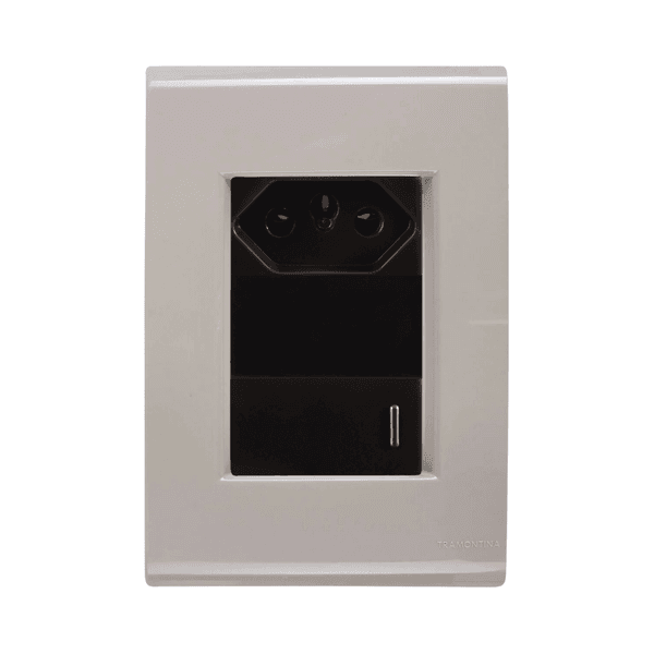INTERRUPTOR 1T SIMPLES + TOMADA 20A LIZ FENDI COM GRAFITE TRAMONTINA