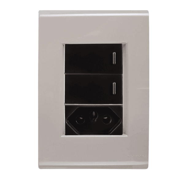INTERRUPTOR 2T SIMPLES + TOMADA 10A LIZ FENDI COM GRAFITE TRAMONTINA