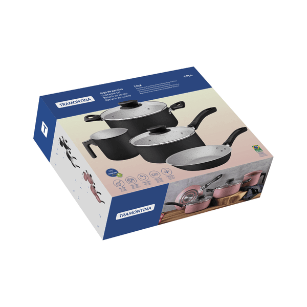 JOGO DE PANELAS 4 PEÇAS LINZ PRETO TRAMONTINA