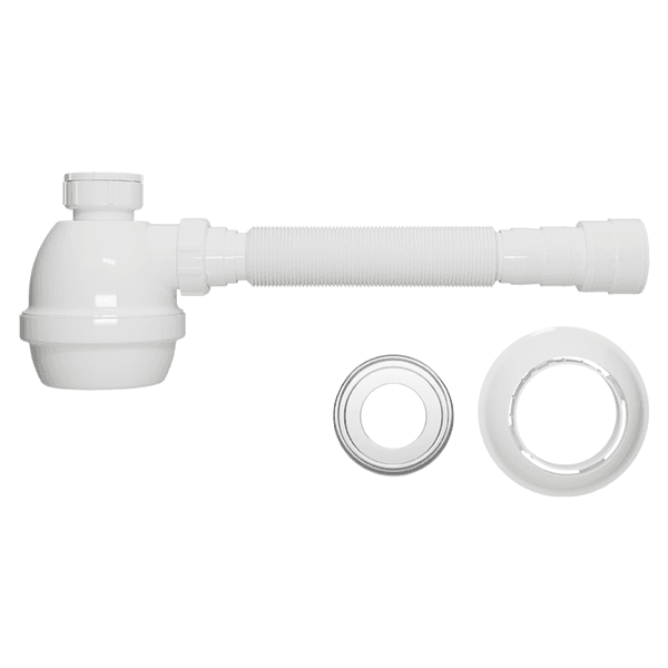 Sifão Pia Cozinha Com Copo E Canopla Branco Completo Blukit