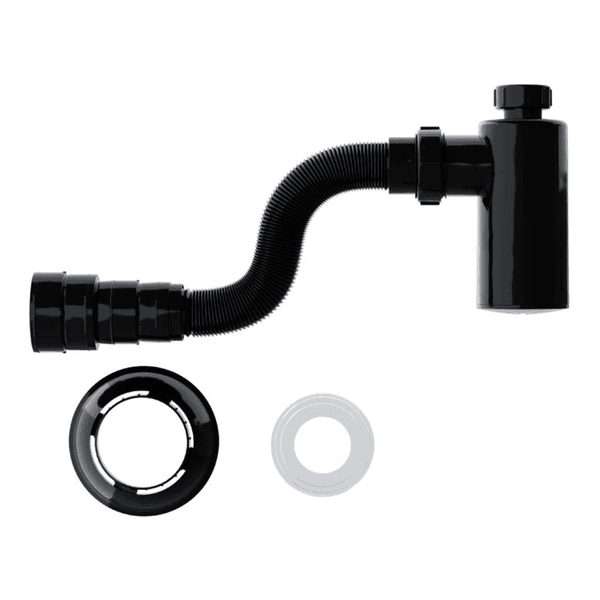 SIFAO DE COPO TUBO SANFONADO 55CM LAVATORIO PRETO BLUKIT