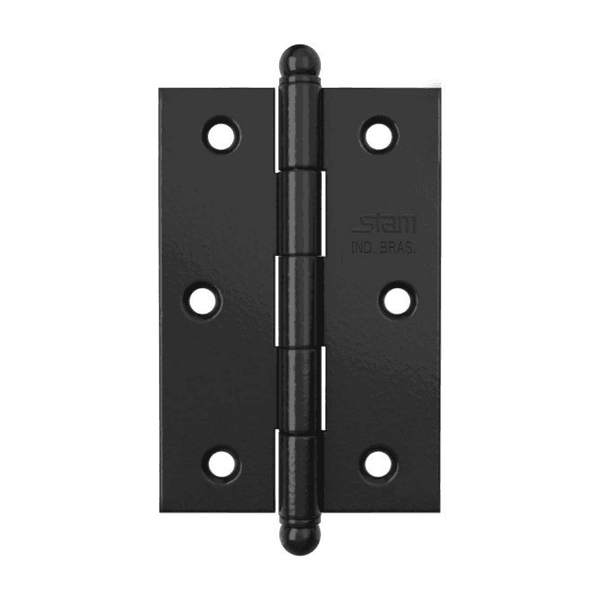 Kit 3 Dobradiças Aço Pino Bola 3 1/2" X 2 5/16" Preto Fosco Stam