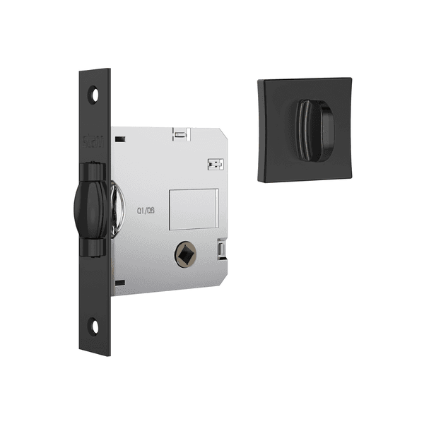Fechadura Stam WC Porta Pivotante Banheiro 1025 Preto Fosco