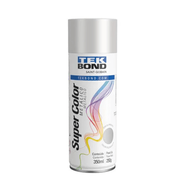 Tinta Spray Super Color Prata Metalico Uso Geral 350ml TekBond