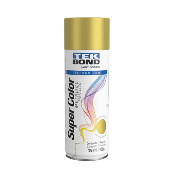 Tinta Spray Super Color Dourado Metalico Uso Geral 350ml TekBond