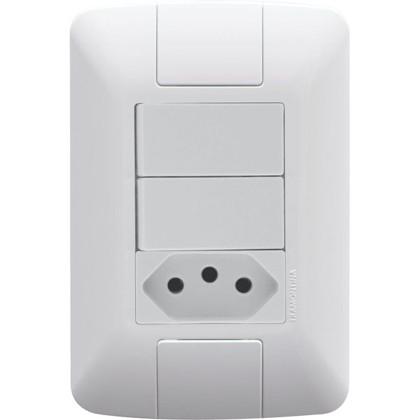 Interruptor Duplo Com Tomada 4x2 20a 250v Aria - Tramontina Cor Branco