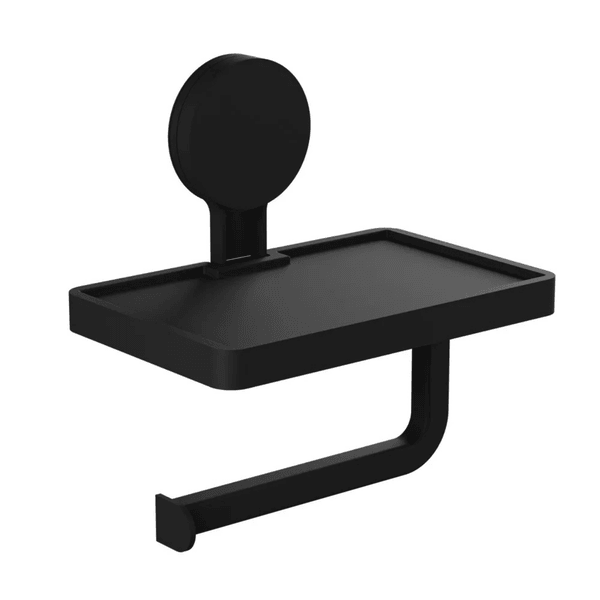 Papeleira com Adesivo e Suporte Astra Preto Fosco