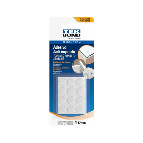 Adesivo Anti Impacto Bumper Redondo Mesa Vidro 12mm C/12 Und Tekbond