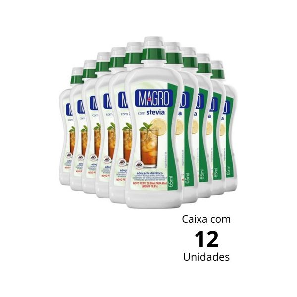 Kit 12 Unidades De Adoçante Líquido Magro Com Stevia 65ml