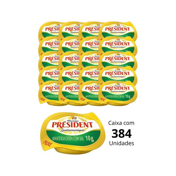 Kit Manteiga Extra Com Sal Président Blister 10g Com 384 Un