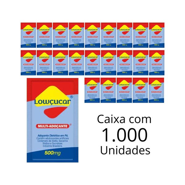 Adoçante Diet Multi Adoçante Lowçucar Em Sachê De 500mg Caixa Com 1000 Unidades
