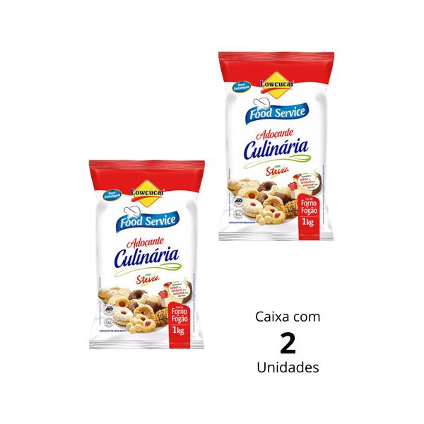 Kit 2 Pacotes De Adoçante Culinário Diet Stevia 1kg Lowçucar