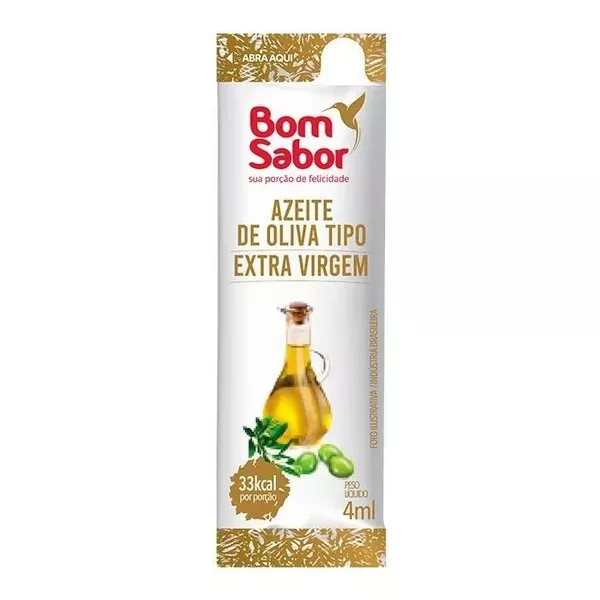 Azeite Extra Virgem Bom Sabor Em Sachê 4ml Kits De 200, 100, 66 e 50 Unidades