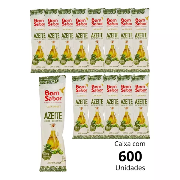 Kit 600 Unidades De Azeite De Oliva Bom Sabor Em Sachê De 4ml Para Saladas