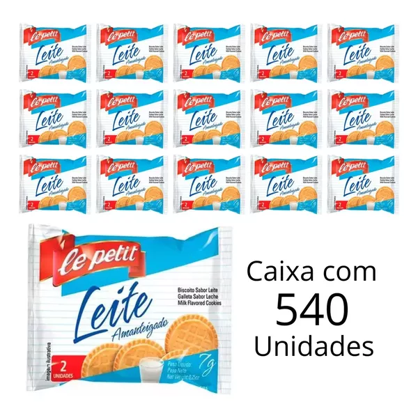 Kit 540 Unidades De Biscoito Ao Leite Amanteigado Le Petit Sachês 7g 3 Caixas