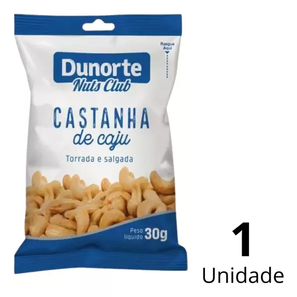 Castanha De Caju Torrada E Salgada Dunorte Em Pacote De 30g