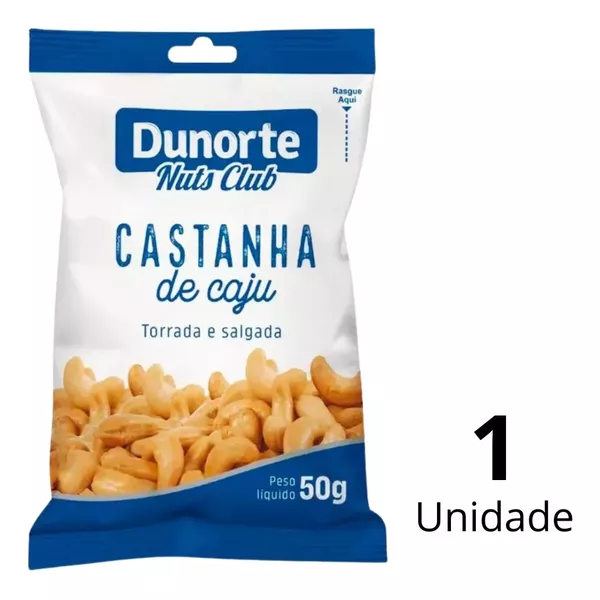 Castanha De Caju Torrada e Salgada Dunorte Em Pacote De 50g 