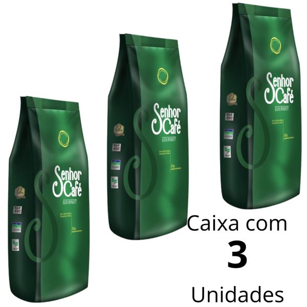 Kit 3 Pacotes Senhor Café Gourmet Em Grãos De 1 Kg Café Expresso De Mogiana