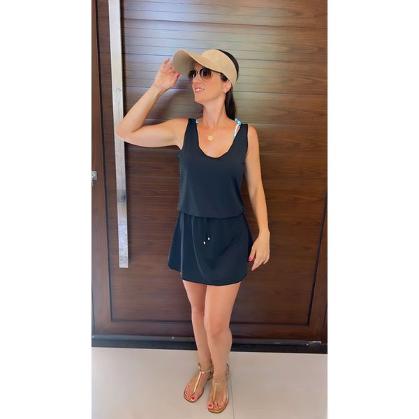 Saída Vestido com Decote nas Costas Preto