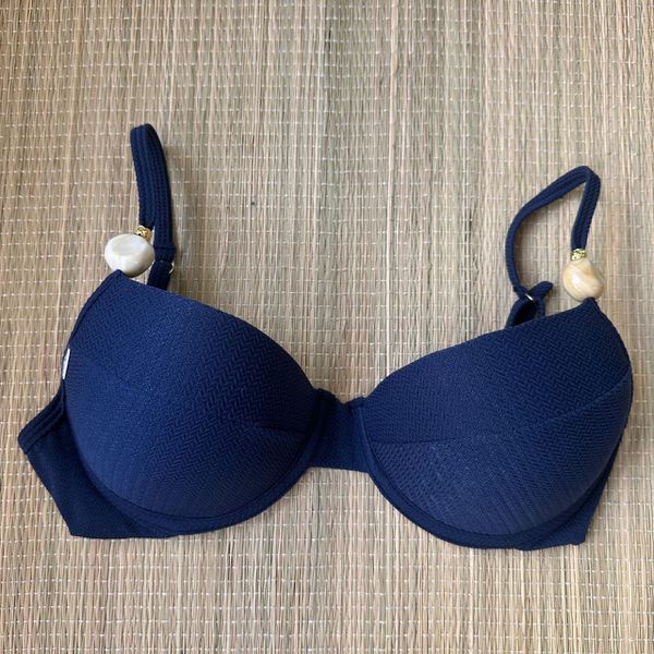 Top Meia Taça com detalhes Navy