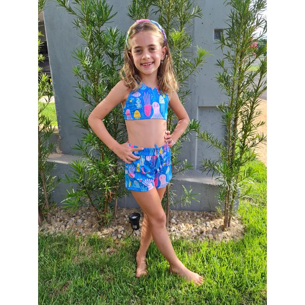 Short Infantil Fundo Do Mar 