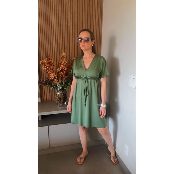 Saída Decote em V Verde Militar
