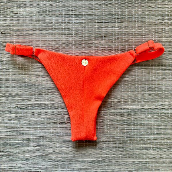 Tanga Fio em Dobra Com Regulagem Laranja Textura