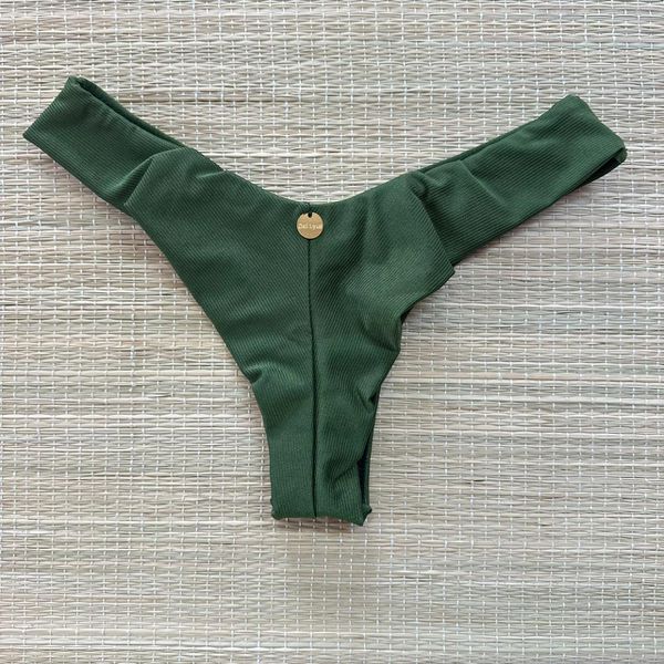 Tanga Fio em Dobra Verde Militar Texturizado