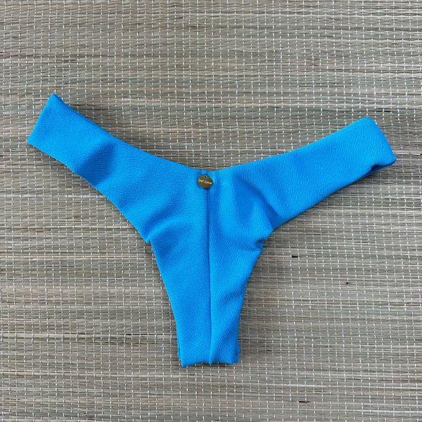 Tanga Fio em Dobra Azul Turquesa Textura