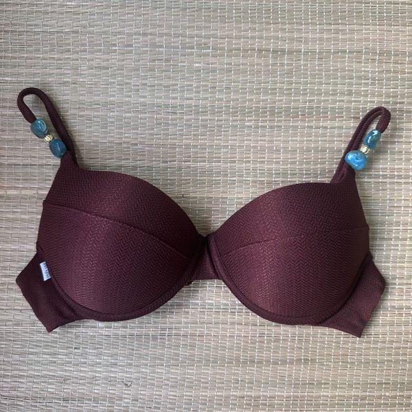 Top Meia Taça com alça com detalhes Coffee