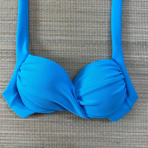 Top Meia Taça Azul Turquesa Textura