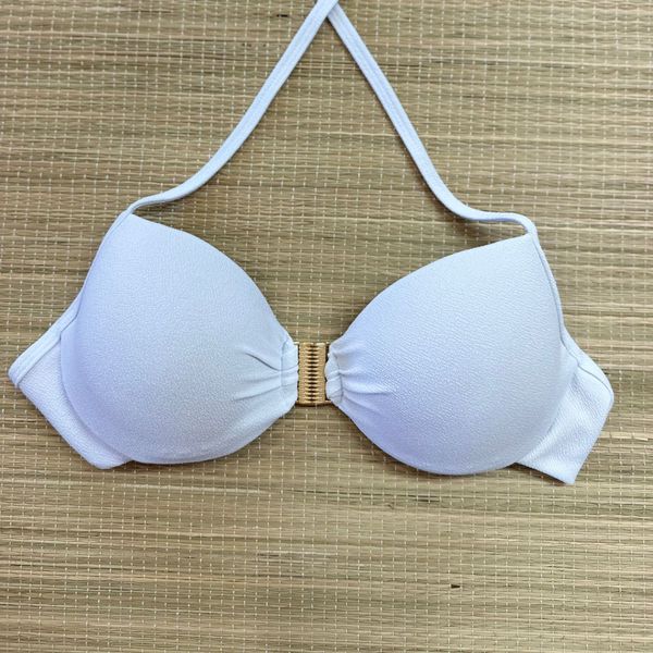 Top Meia Taça frente única Branco Textura