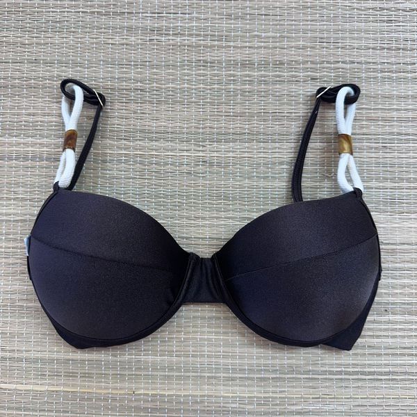 Top Meia Taça com detalhes Marrom Gloss
