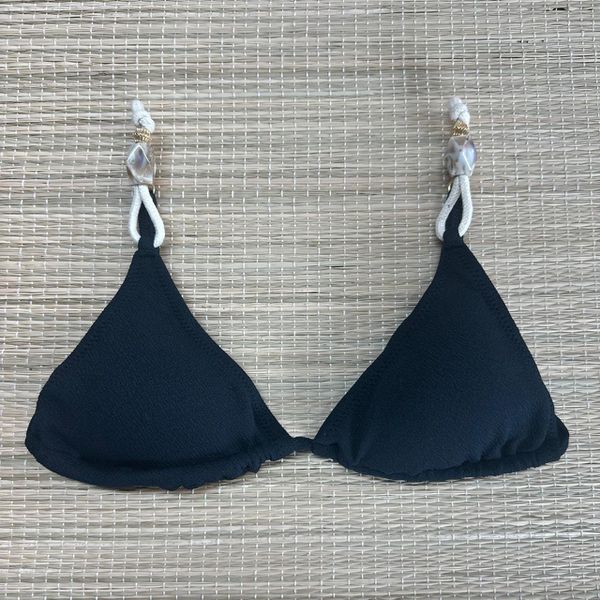 Top Cortininha detalhes Preto Textura