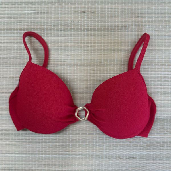 Top Meia Taça frente única Vermelho Textura